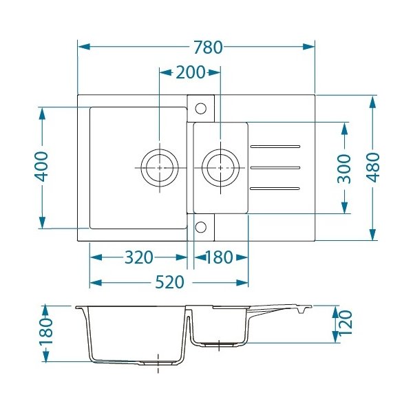 ROCK 70 G- 11 bílá (780x480mm)+ pop- up sifon F