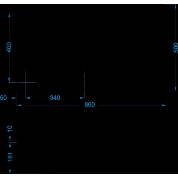 GLASSIX 10 Bílý, 860x500x190 F