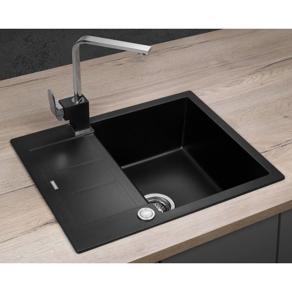 Granitový dřez s odkapem DG05C45bc Cubis ČERNÝ