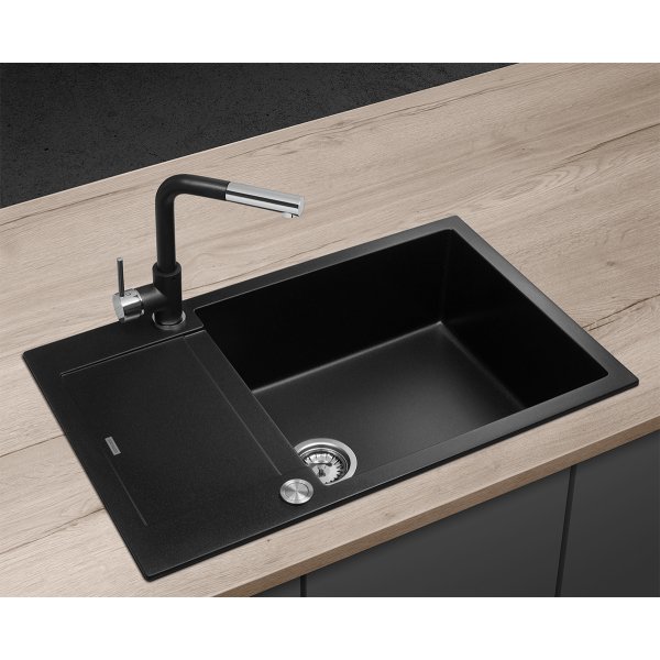 Granitový dřez s odkapem DG05L60bc Linea ČERNÝ