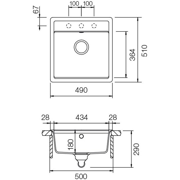 SET 10-5 Dřez SCHOCK MONO N-100S + baterie SC-510 barevná 554120