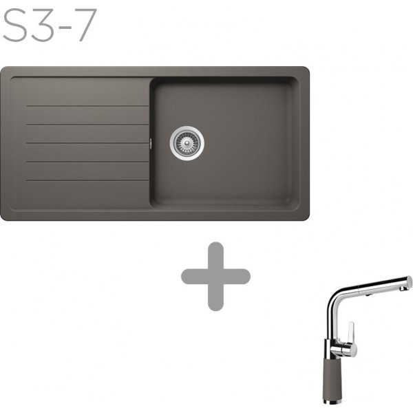 SET 03-7 Dřez SCHOCK Toledo D-100L + baterie SC-540 Barevná 557120