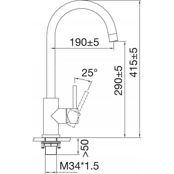 Páková baterie Caressi Gun Metal CA1105GM tlaková