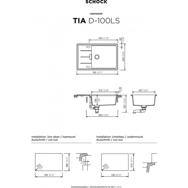 SET 14-9 Dřez SCHOCK Tia D-100LS + baterie Epos Chrom 540120