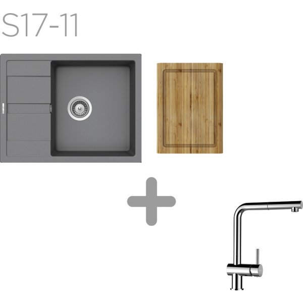 SET 17-11 Dřez SCHOCK MANHATTAN D-100 + baterie EPOS Chrom 540120