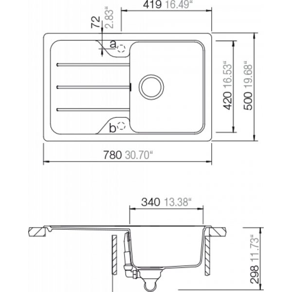 SET 25-8 Dřez SCHOCK FORMHAUS D-100S + baterie EPOS Chrom 540000