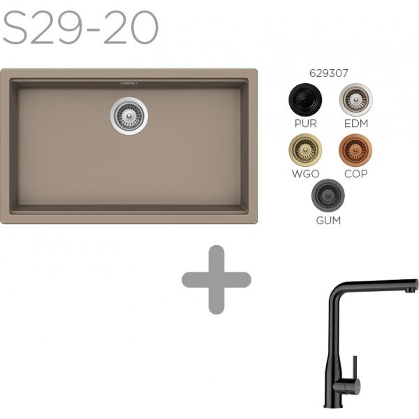 SET 29-20 Dřez SCHOCK Kiruna N-100XL Green Line+ baterie Keto Gunmetal 518120