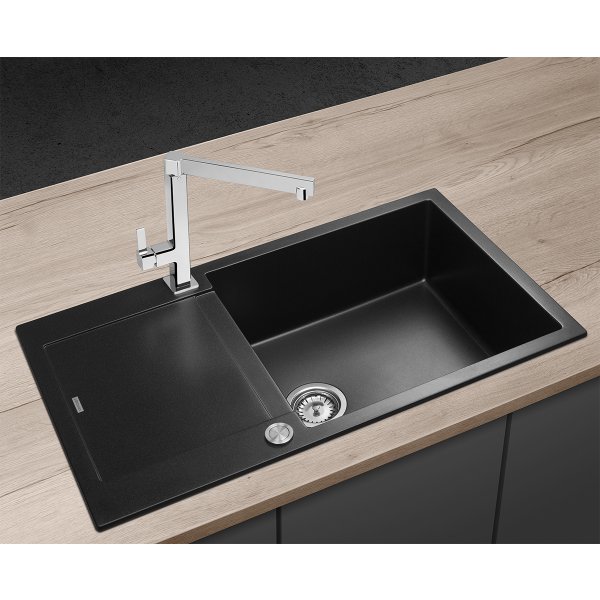 Granitový dřez s odkapem DG10L60bc Linea ČERNÝ
