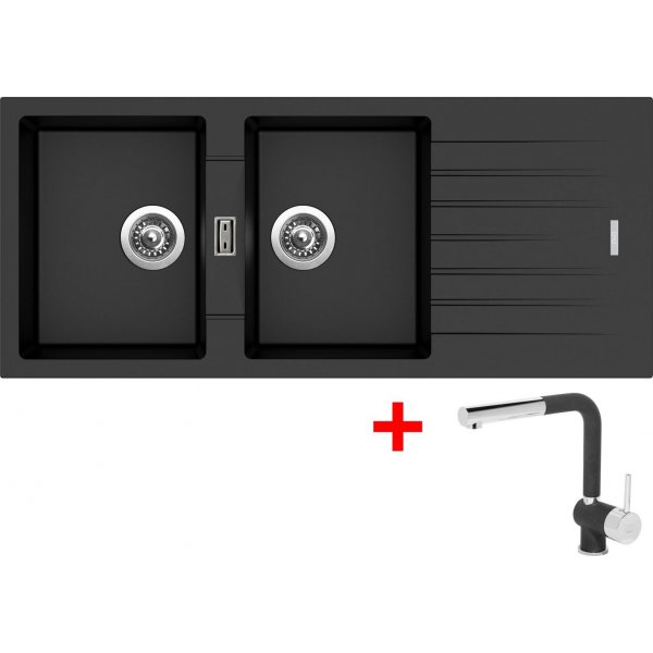Sinks PERFECTO 1160 DUO Metalblack + Mix 3 P GR - G17274