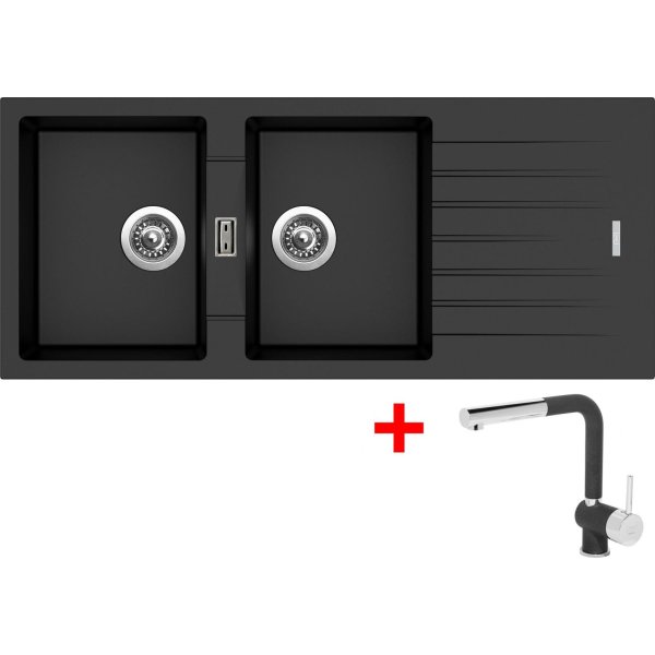 Sinks PERFECTO 1160 DUO Metalblack + Mix 3 P GR - G17274