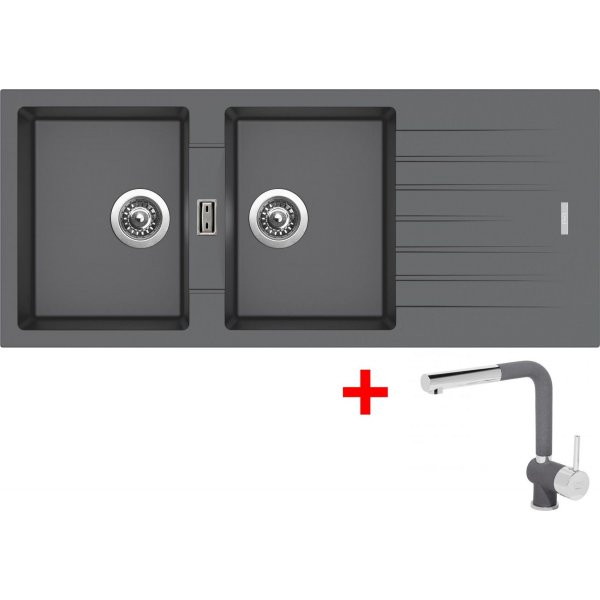 Sinks PERFECTO 1160 DUO Titanium + Mix 3 P GR - G17272