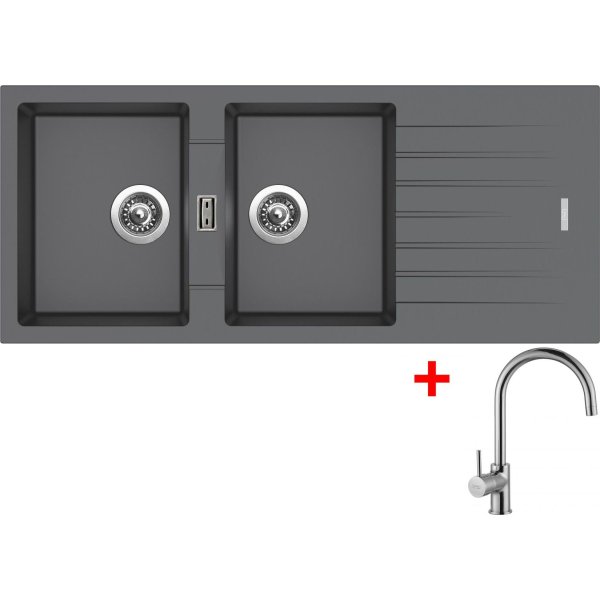 Sinks PERFECTO 1160 DUO Titanium + Vitalia - G17072