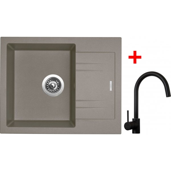 Sinks LINEA 600 Truffle + Vitalia černá matná - G1554
