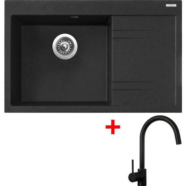 Sinks RIM 780 L Granblack + Vitalia černá matná - G5130