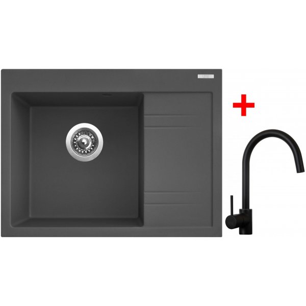Sinks RIM 650 L Titanium + Vitalia černá matná - G2372