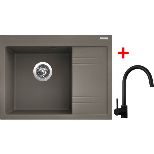 Sinks RIM 650 L Truffle + Vitalia černá matná - G2354
