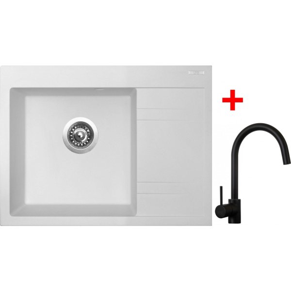 Sinks RIM 650 L Milk + Vitalia černá matná - G2328