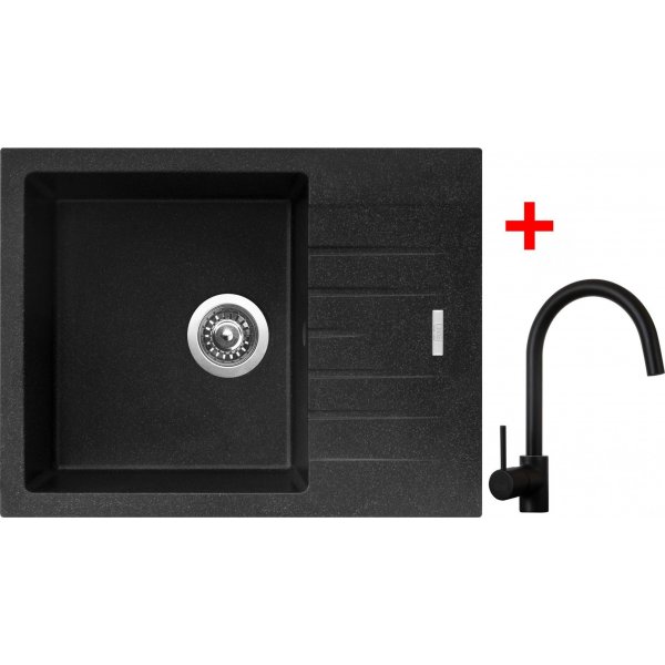 Sinks PERFECTO 650 Granblack + Vitalia černá matná - G10730