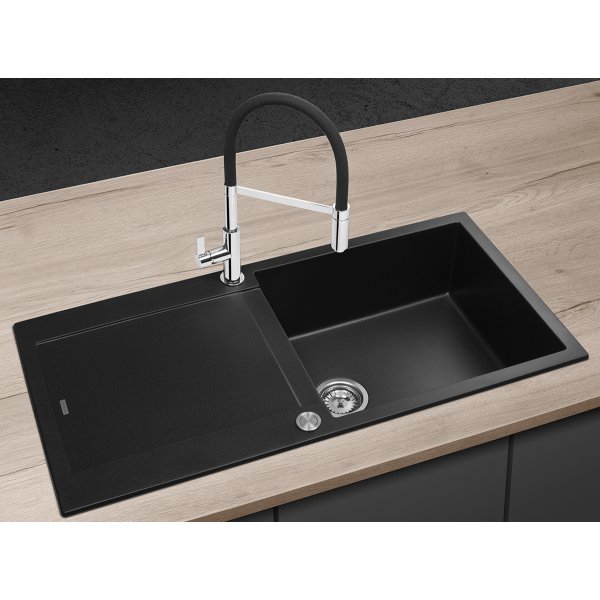 Granitový dřez s odkapem DG15L60bc Linea ČERNÝ