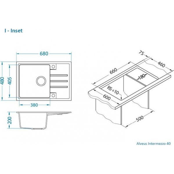 INTERMEZZO 40/81 - beton (680x480mm)jed. sifon
