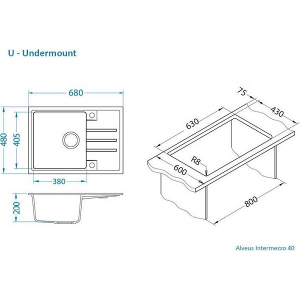 INTERMEZZO 40/81 - beton (680x480mm)jed. sifon