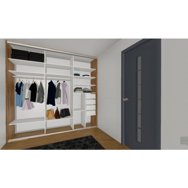 Vestavěná šatní skříň na míru s posuvnými dveřmi 250 cm
