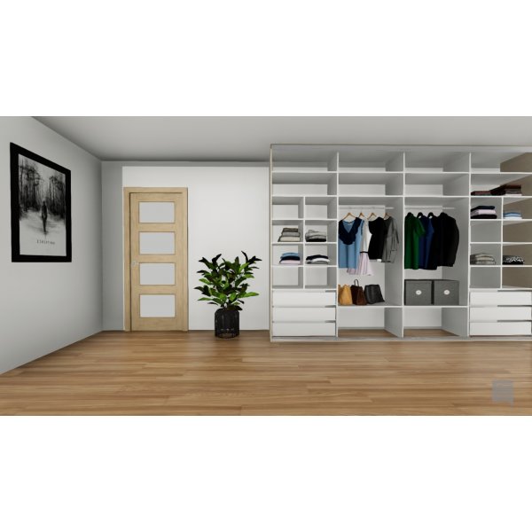 Vestavěná šatní skříň na míru s posuvnými dveřmi 350 cm