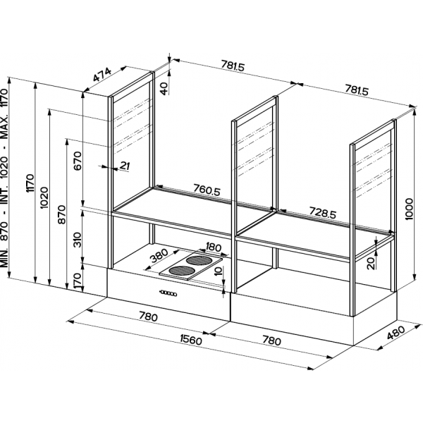 T-SHELF EVOLUTION BK MATT F160 KL