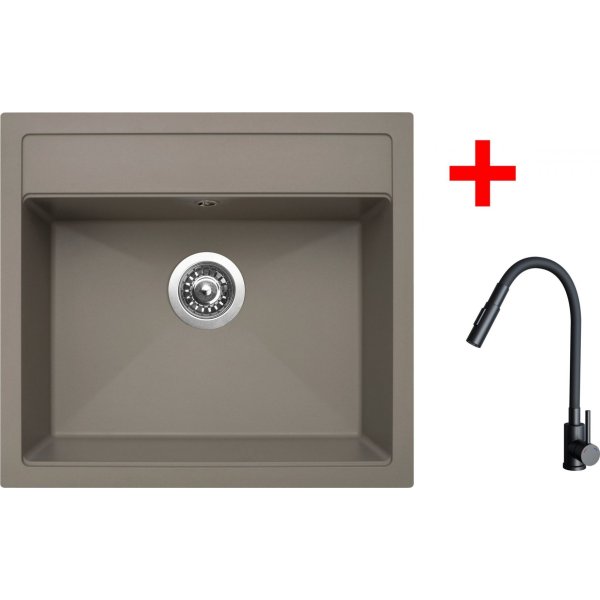 Sinks SOLO 560 Truffle + ELASTA S černá matná - G24254