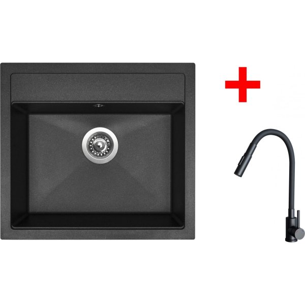 Sinks SOLO 560 Granblack + ELASTA S černá matná - G24230
