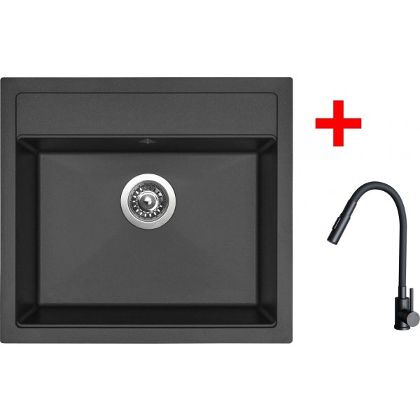 Sinks SOLO 560 Pureblack + ELASTA S černá matná - G24226