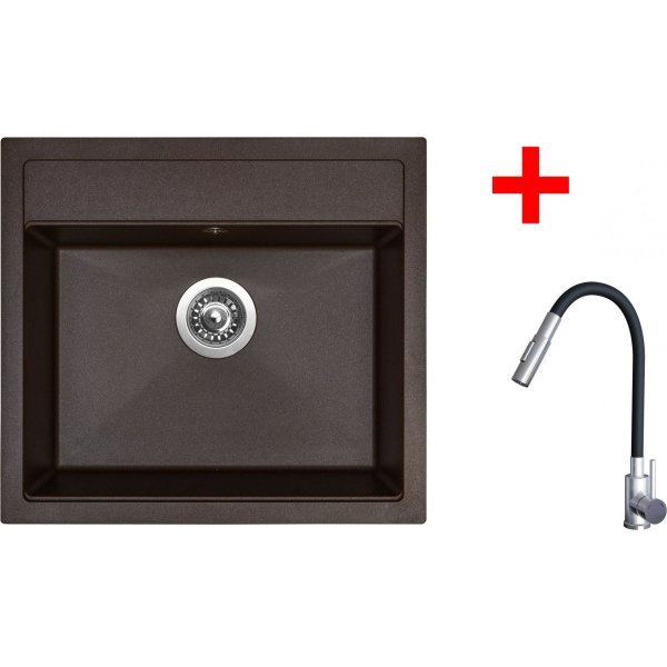 Sinks SOLO 560 Marone + ELASTA S nerez/černá - G24193
