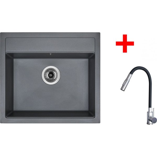 Sinks SOLO 560 Titanium + ELASTA S nerez/černá - G24172