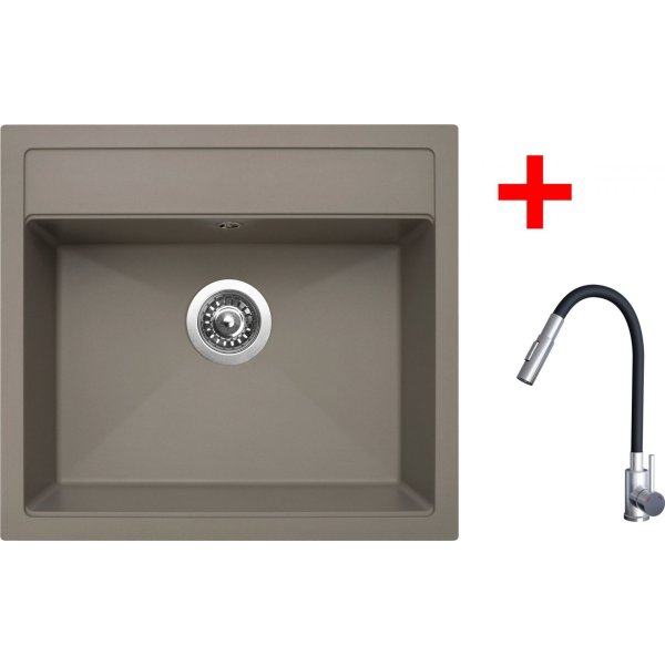 Sinks SOLO 560 Truffle + ELASTA S nerez/černá - G24154