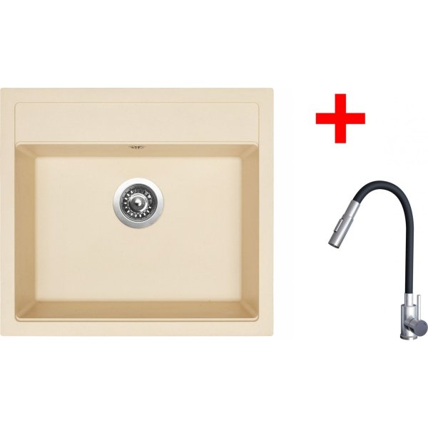 Sinks SOLO 560 Sahara + ELASTA S nerez/černá - G24150