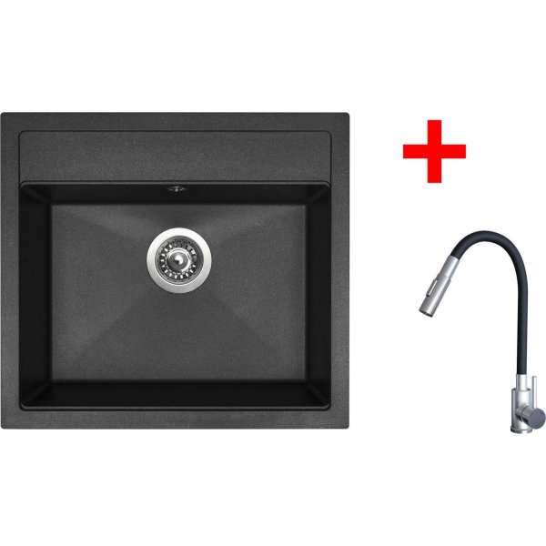 Sinks SOLO 560 Granblack + ELASTA S nerez/černá - G24130