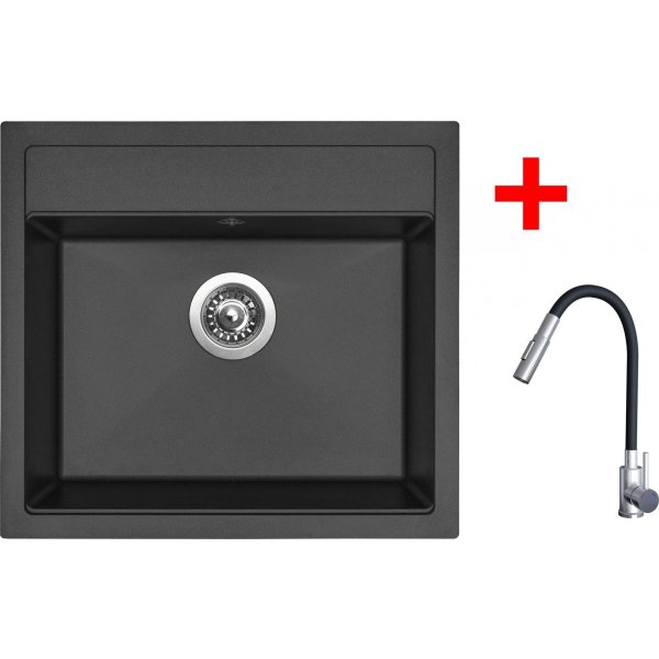 Sinks SOLO 560 Pureblack + ELASTA S nerez/černá - G24126