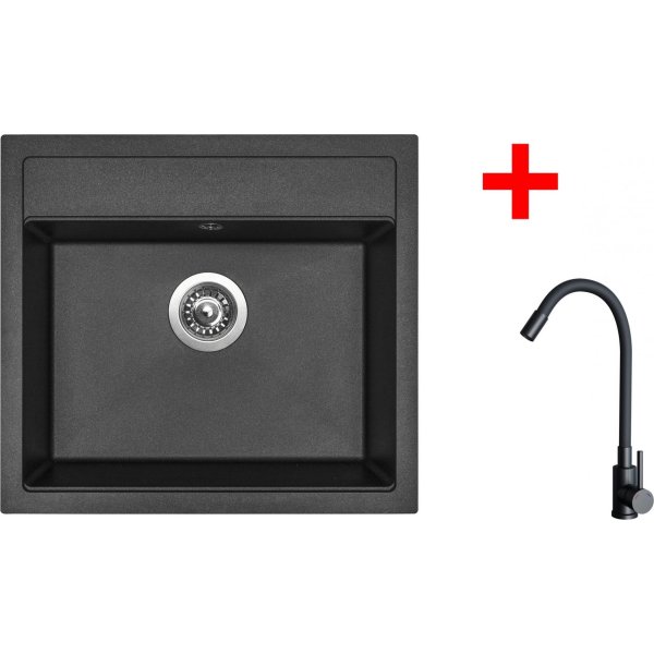 Sinks SOLO 560 Metalblack + ELASTA černá matná - G23774