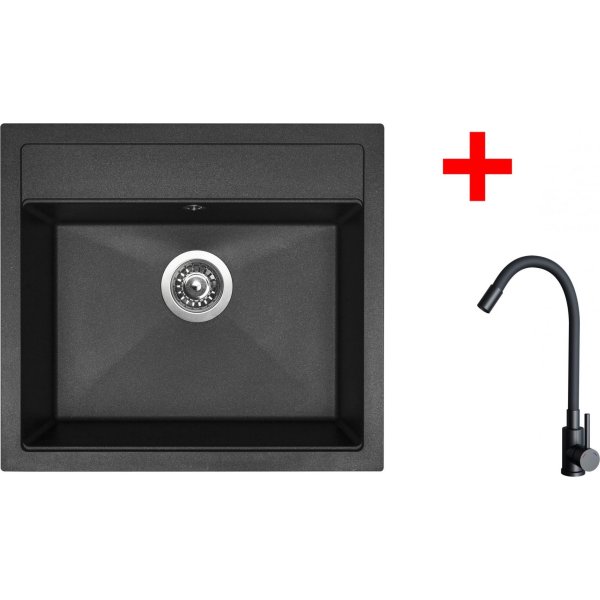 Sinks SOLO 560 Granblack + ELASTA černá matná - G23730