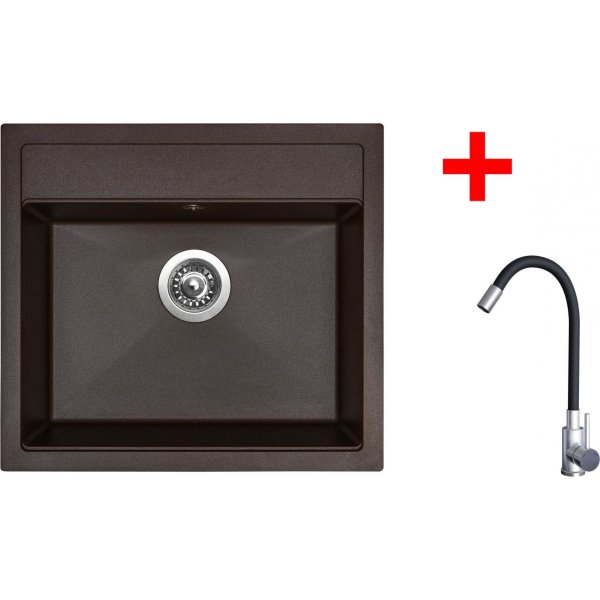 Sinks SOLO 560 Marone + Elasta nerez/černá - G21593
