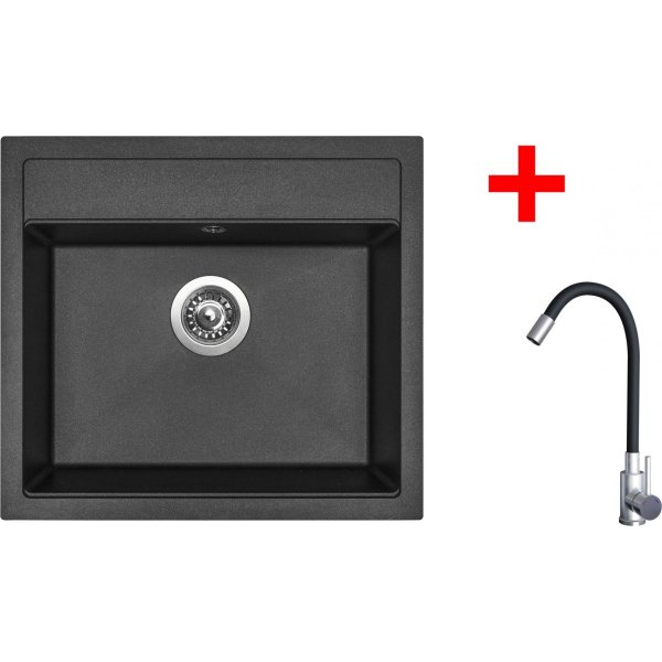 Sinks SOLO 560 Metalblack + Elasta nerez/černá - G21574