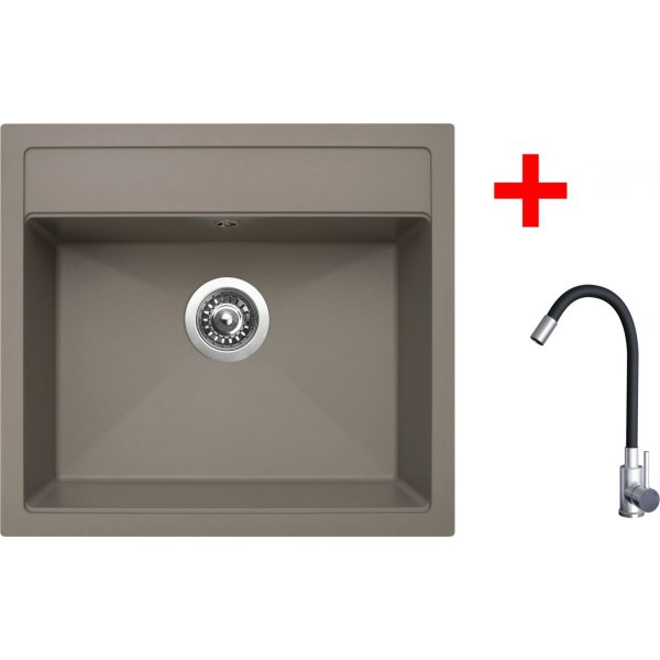 Sinks SOLO 560 Truffle + Elasta nerez/černá - G21554
