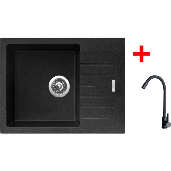 Sinks PERFECTO 650 Granblack + ELASTA černá matná - G24530