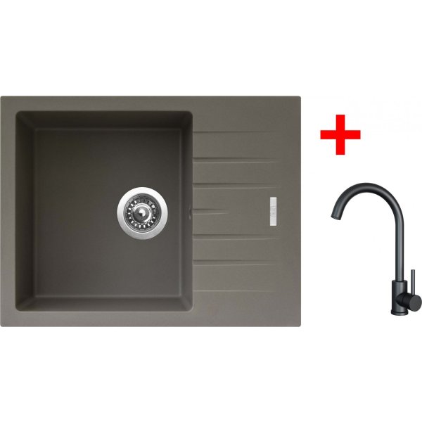 Sinks PERFECTO 650 Truffle + ARCO černá matná - G24454