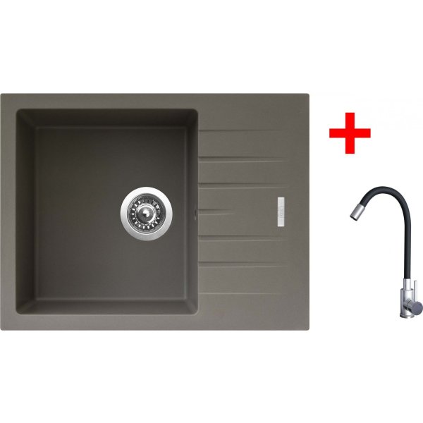 Sinks PERFECTO 650 Truffle + Elasta nerez/černá - G21854
