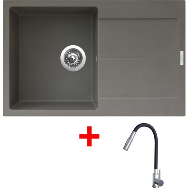 Sinks ULTIMA 790 Truffle + ELASTA S nerez/černá - G25354