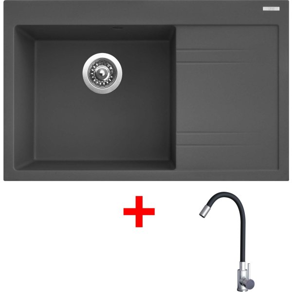 Sinks RIM 780 L Titanium + Elasta nerez/černá - G20872