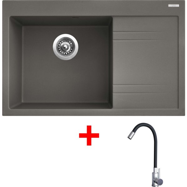 Sinks RIM 780 L Truffle + Elasta nerez/černá - G20854