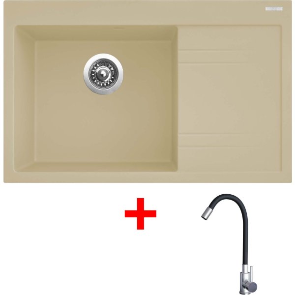 Sinks RIM 780 L Sahara + Elasta nerez/černá - G20850