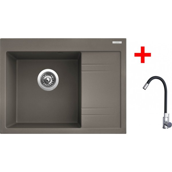 Sinks RIM 650 L Truffle + Elasta nerez/černá - G20454